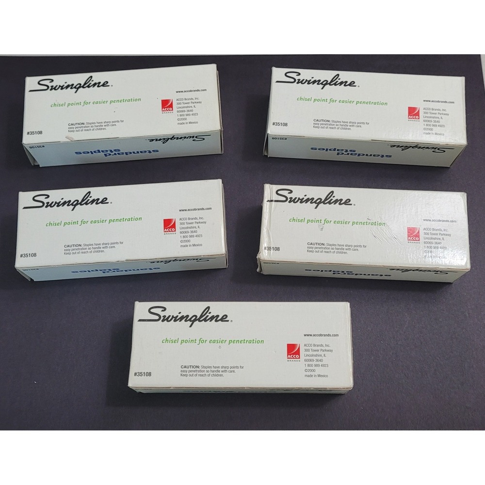 Swingline Standard Staples 35108 Chisel Point 5000 Ct Lot of 5 Boxes 25k Total